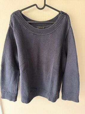 The Row Navy Crewneck Knit Sweater